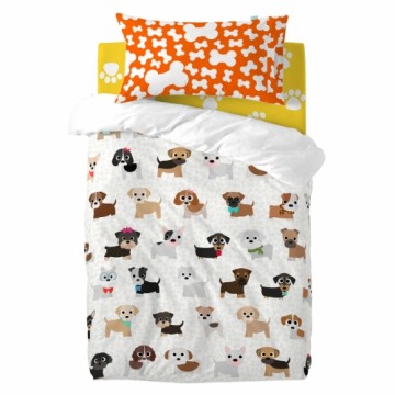 Duvet cover set HappyFriday Mr Fox Dogs Multicolour Baby Crib 2 Pieces