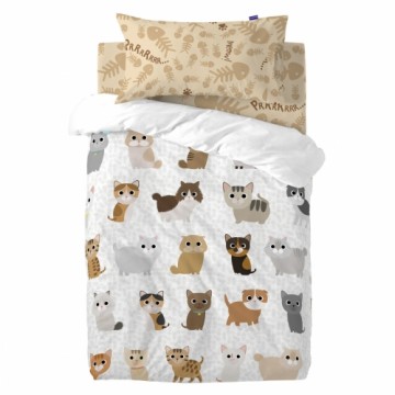 Duvet cover set HappyFriday Mr Fox Cats Multicolour Baby Crib 2 Pieces