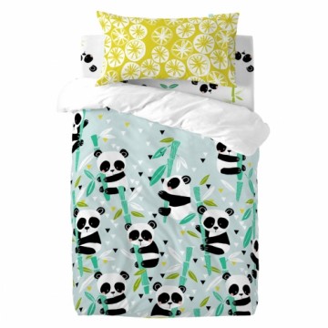 Комплект чехлов для одеяла HappyFriday Moshi Moshi Panda Garden Blue Синий Детская кроватка 2 Предметы