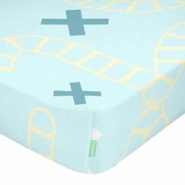 Fitted sheet HappyFriday HAPPYNOIS Multicolour Light Blue 60 x 120 x 14 cm