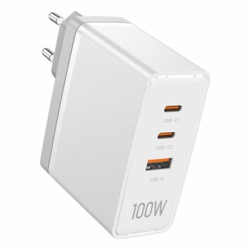 Wall charger, Vention, FEGW0-EU, 2xUSB-C, USB- A, 100W|100W|30W, GaN (white)