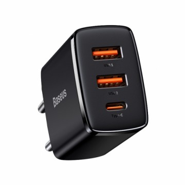 Baseus Сетевое зарядное устройство 2xUSB USB-C PD 3A 30W черная