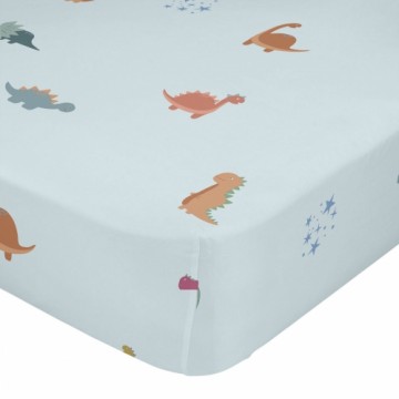Fitted sheet HappyFriday MINI Blue Multicolour 60 x 120 x 14 cm Dinosaurs