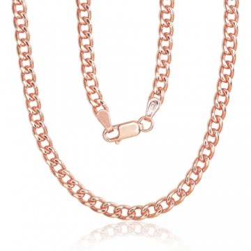 Silver chain Curb 4 mm #2400141(PAu-R), Silver 925°, red gold (Plating), length: 55 cm, 21.7 gr.