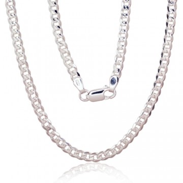 Silver chain Curb 4 mm, diamond cut #2400140, Silver 925°, length: 55 cm, 11.9 gr.