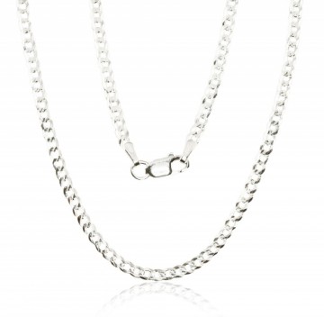 Silver chain Flat Curb 3.8 mm, diamond cut #2400102, Silver 925°, length: 65 cm, 14 gr.