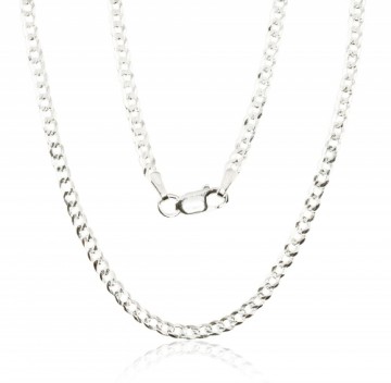 Silver chain Flat Curb 3.8 mm, diamond cut #2400102, Silver 925°, length: 60 cm, 12.9 gr.