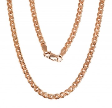 Silver chain Mona Liza 3.1 mm, diamond cut #2400077(PAu-R), Silver 925°, red gold (Plating), length: 55 cm, 10 gr.