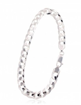 Серебряная цепочка Картье 6.9 мм, алмазная обработка граней #2400063-bracelet, Серебро 925°, длина: 23 см, 14.1 гр.