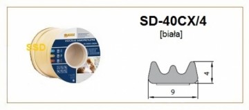 Blīvgumija dubultā E profils balts (2x75m) m