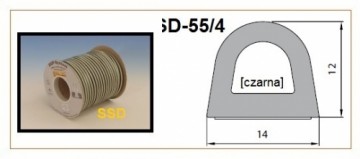 Sanok Blīvgumija dubultā D profils 12x14mm melns (2x20m) m