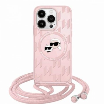 Karl Lagerfeld KLHMP15SHCKCKLCP iPhone 15 | 14 | 13  6.1" różowy|pink hardcase IML Crossbody Monogram Karl & Choupette Head MagSafe