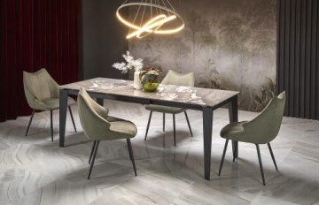 Halmar FELIX extension table, grey marble / black