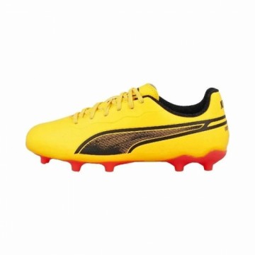 Childrens Football Boots Puma King Matc FG/AG Yellow Orange