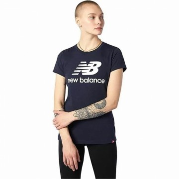 Футболка с коротким рукавом женская New Balance Essentials Stacked Logo Синий (L)