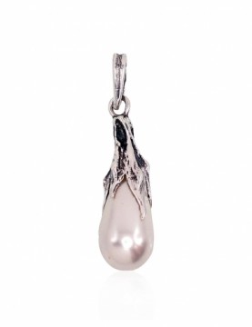 Silver pendant #2301540(POx-Bk)_PEX, Silver 925°, oxide (Plating), Fresh-water Pearl (Imitation), 3.8 gr.