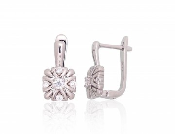 Silver earrings with 'english' lock #2204255(PRh-Gr)_CZ, Silver 925°, Rhodium (Plating), Zirkons, 4 gr.