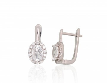 Silver earrings with 'english' lock #2204249(PRh-Gr)_CZ, Silver 925°, Rhodium (Plating), Zirkons, 3.7 gr.