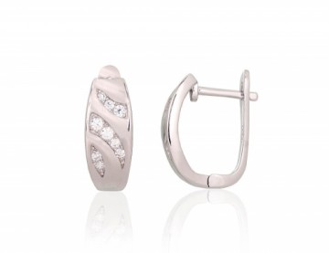 Silver earrings with 'english' lock #2204239(PRh-Gr)_CZ, Silver 925°, Rhodium (Plating), Zirkons, 4.2 gr.