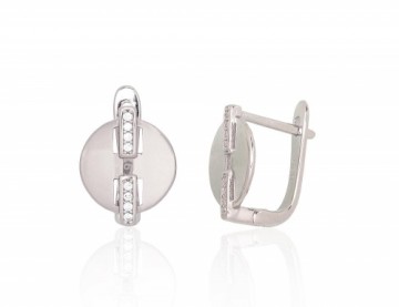 Silver earrings with 'english' lock #2204235(PRh-Gr)_CZ, Silver 925°, Rhodium (Plating), Zirkons, 3.2 gr.
