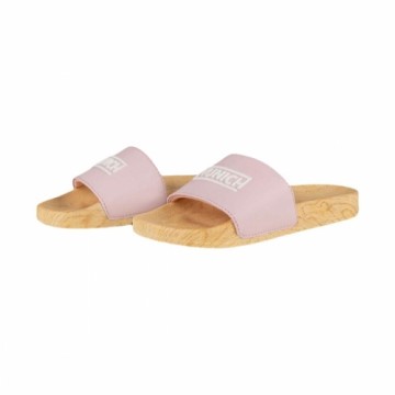 Women's Flip Flops Munich Flat Slider Wood Effect