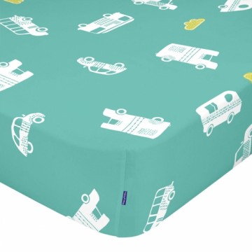 Fitted sheet HappyFriday MOSHI MOSHI Green Multicolour 70 x 140 x 14 cm