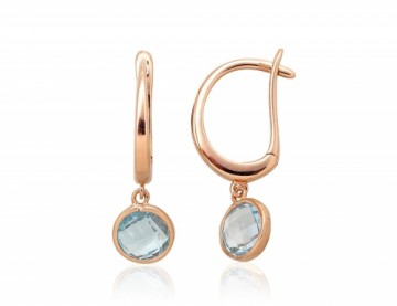 Gold earrings with 'english' lock #1201513(Au-R)_TZLB, Red Gold 585°, Sky Blue Topaz, 2.16 gr.