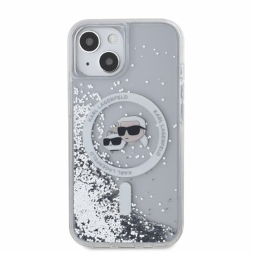 Karl Lagerfeld Liquid Glitter Karl and Choupette Heads MagSafe Case for iPhone 15 Transparent