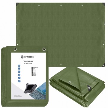 Tarpaulin 6x8m Springos GA2126 120g/m2 thick protective green sheet