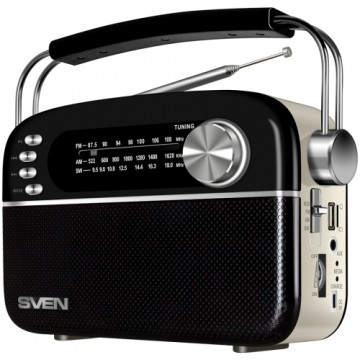 Speaker SVEN SRP-505, black (3W, Bluetooth, FM/AM/SW, USB, microSD, AUX, battery)