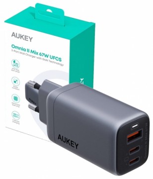 Aukey AUEKY Omnia II Mix PA-B6U Wall charger 1x USB 2x USB-C Power Delivery 3.0 67W