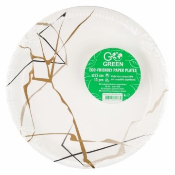 Gogreen Ekoloģiski papīra šķīvji Marble Go Green Ø22cm 10 gab./ 0,11kg