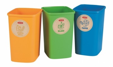 Curver Комплект мусорников, без крышки Deco Flip Bin 3x10L синий / зеленый / желтый