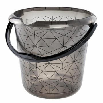 Keeeper Ведро deco 10L Ilvie "Polygon" Ø30x28cm прозрачное серое