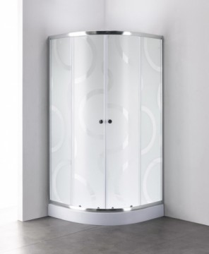 Shower encloses Gotland Circles 80X80X195, semi-round, low (15cm) tray, matt satin profile