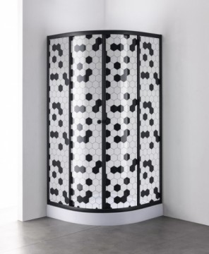 Shower encloses Gotland Honeycomb 80X80X195, semi-round, low (15cm) tray, black profile