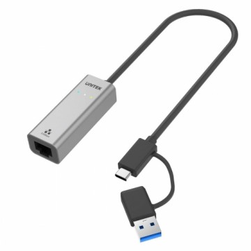 USB-C uz Tīkla Adapteris Unitek U1313C Pelēks 30 cm
