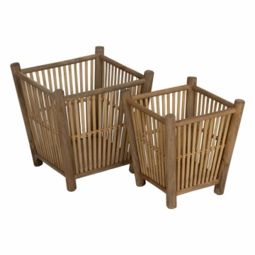 Bigbuy Garden Набор кашпо Натуральный Бамбук 32,5 x 32,5 x 34 cm (2 штук)