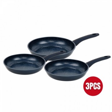 Herzberg 3 Pieces Marble Coated Forged Frying Pan Set Blue