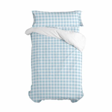 Duvet cover set HappyFriday Basic Kids Blue Single Gingham 2 Pieces