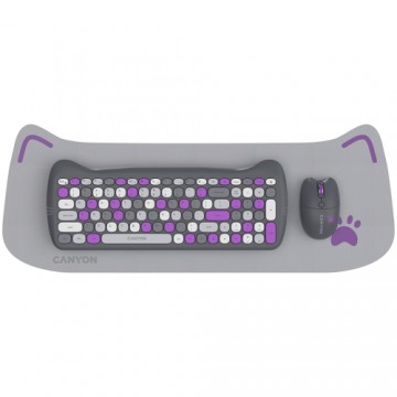 CANYON HSET-W6 Keyboard+Mouse Kitty Edition AAA+АА Wireless Violet