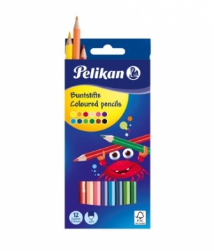 pelikan Colored pencils hexagonal 3mm lead assorted colors, 12 pieces cardboard case