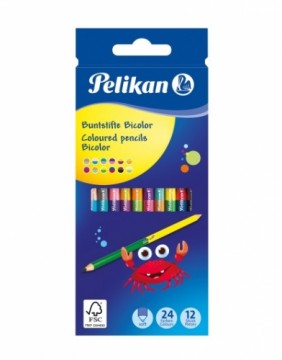 pelikan Colored pencils Bicolor round assorted colors, 12 pieces cardboard case