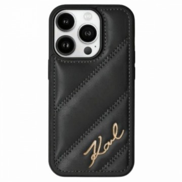 Karl Lagerfeld KLHCP15SPQDSMGK iPhone 15 | 14 | 13 6.1" czarny|black hardcase Diagonal Quilted Script