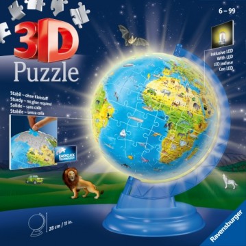 RAVENSBURGER 3D puzzle Light Up Childrens Globe, 180pcs., 11288