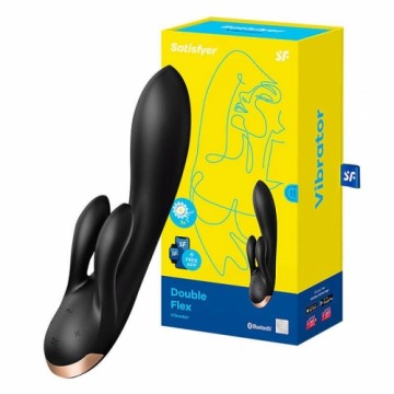 Satisfyer Rabbit Double Flex Vibrators ar bezvadu vadību Melns