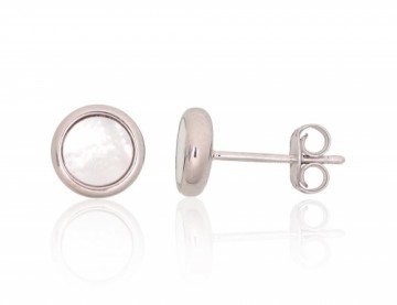 Silver stud earrings #2204161(PRh-Gr)_PL, Silver 925°, Rhodium (Plating), Mother-of-pearl, 1.4 gr.