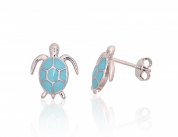 Silver stud earrings #2204156(PRh-Gr)_ML-LB, Silver 925°, Rhodium (Plating), Jewelery enamel, 2.1 gr.