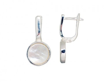 Silver earrings with 'english' lock #2203558_PL, Silver 925°, Mother-of-pearl, 5.2 gr.