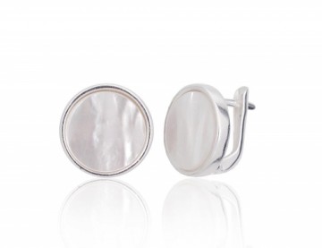 Silver earrings with 'english' lock #2203269_PL, Silver 925°, Mother-of-pearl, 5.2 gr.